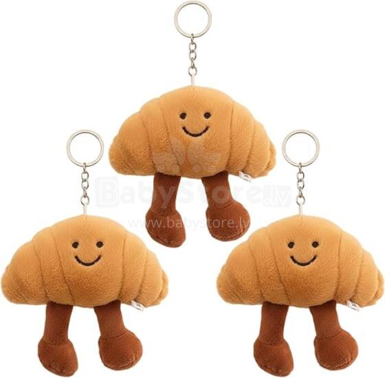 Jellycat Croissant, võtmehoidja, plush-võtmehoidja, võtmehoidja, armsa disainiga Croissant-kaisukarusnahk kottide kaunistamiseks ja 3-pakendis