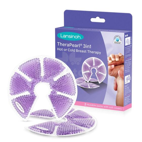 Lansinoh Thera°Pearl 3-in-1 Hot or Cold Breast Therapy Art.10400 ühes imetamisgeeliga soojendus- ja jahutuspadjad, 2 tk,