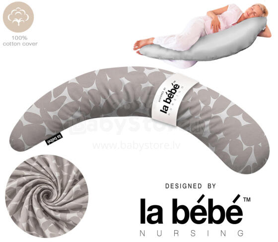 La Bebe™ Moon Cotton Maternity Pillow Art.80579836 Nordic Pebbles. Suur Memory Foam täidisega raseduspadi (eriti pehme ja vaikne täidis)