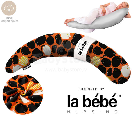 La Bebe™ Moon Cotton Maternity Pillow Art.30579834 Nordic Cats. Suur Memory Foam täidisega raseduspadi (eriti pehme ja vaikne täidis)