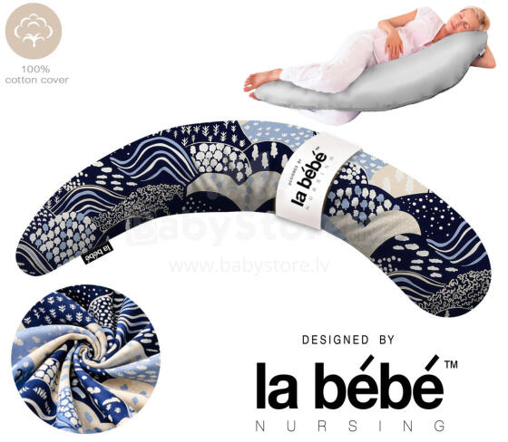 La Bebe™ Moon Cotton Maternity Pillow Art.00608159 Nordic Hills. Suur Memory Foam täidisega raseduspadi (eriti pehme ja vaikne täidis)
