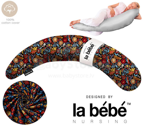 La Bebe™ Moon Cotton Maternity Pillow Art.40579838 Nordic Florals. Suur Memory Foam täidisega raseduspadi (eriti pehme ja vaikne täidis)