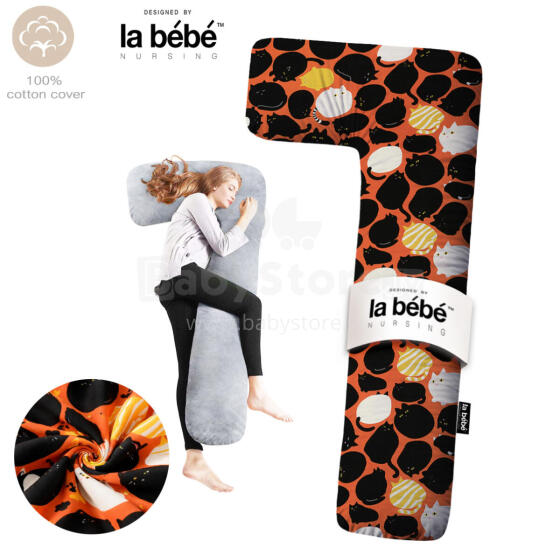 La Bebe™ Flopsy Cotton Nursing Maternity Pillow Memory foam Art.30579834 Nordic Cats.