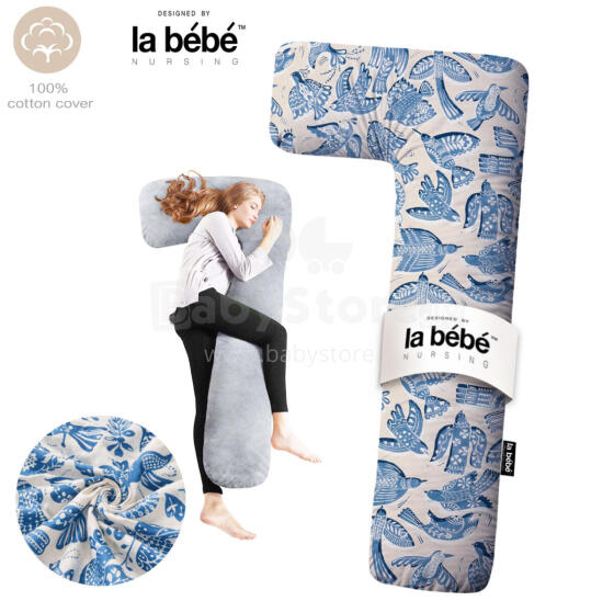 La Bebe™ Flopsy Cotton Nursing Maternity Pillow Memory foam Art. 90612661 Nordic Birds.