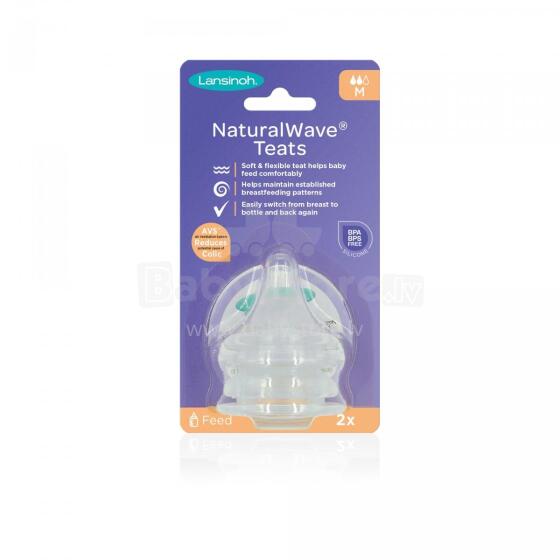 Lansinoh NaturalWave® Medium Flow Teats GB Art.75910 Natural Wave lutt, 2 tk,