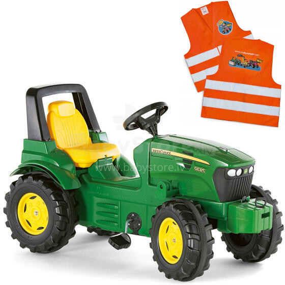ROLLY TOYS John Deere pedaalitraktor + tasuta peegelduv vest lastele