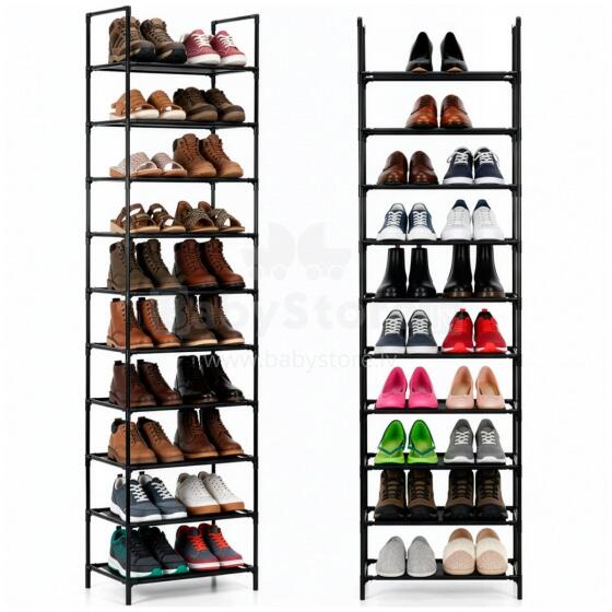 Metallist kingariiul, 10 taset, vertikaalne kingakapp 178 cm must
