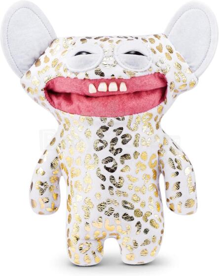 Fuggler Gold Fuggs 22 cm plush mänguasi (Grin Grin - leopardivärvi fliis kuldse fooliumtrükiga) firmalt ZURU - naljakas kole koletislik kaisuloom inimkujuliste hammastega, hull kollektsioonio