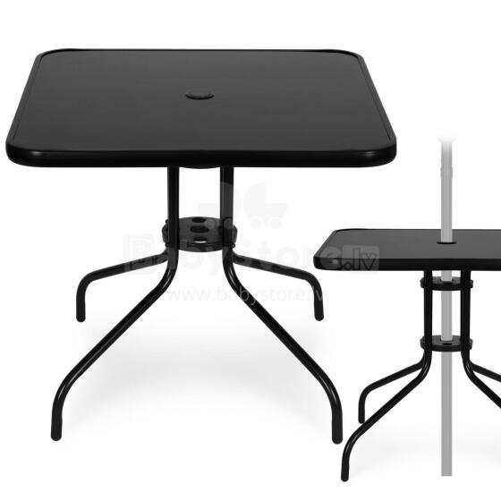 Aedlaud ruudukujuline 80 cm karastatud klaasiga, vihmavarju auk must MultiGarden