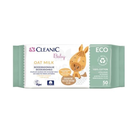 Niisked salvr&auml;tikud beebidele Cleanic Baby Eco kaerapiimaga 50 tk.