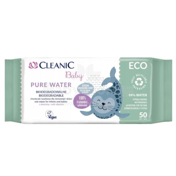 Beebidele m&otilde;eldud niisked salvr&auml;tikud Cleanic Baby Eco Pure Water 50 tk.