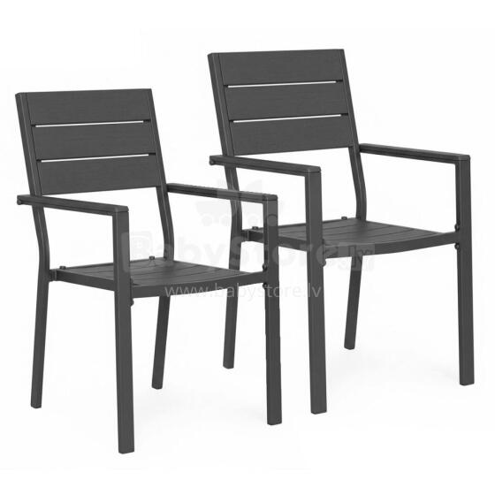 2 aiatooli komplekt terrassile rõdule HDPE teras hall MultiGarden