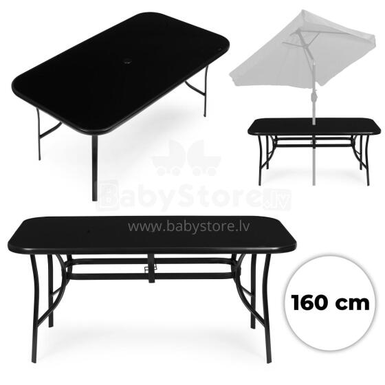 Aedlaud 160x90 cm karastatud klaasiga, vihmavarju auk, must MultiGarden