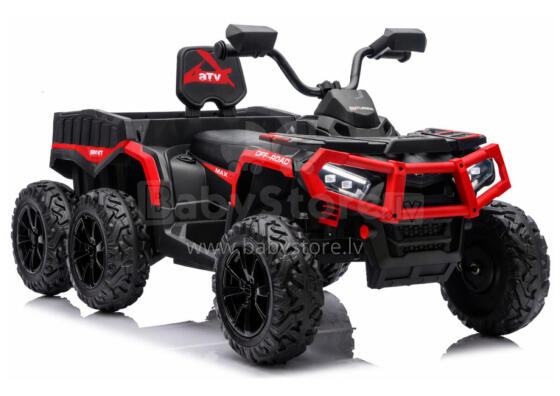 Aku Toitega Quad ATV 6 Ratast Koos Haagisega JC606 24V 4x4 Punane