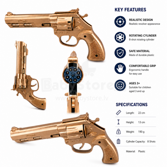 I-Toys Pistol Art.280573 Mängurevolver pehmete nooltega – 22 cm