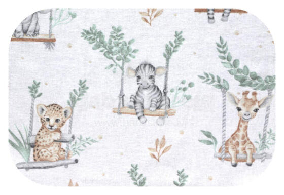 Mähkmed - 14404 - FLANELLTRÜKK - EGA - LOOMAD KIIGEL - ROHELINE - suurus 70x80 cm