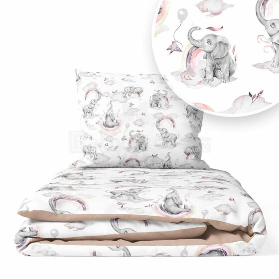 Kattekomplekt - 2 tk - 120x90, 40x60 - ELEFANT VEEBIS - ROOSA