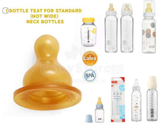 HEVEA 100% naturaalne lateksist lutipudelilutt – EKO, VEGAN, mittetoksiline (3–24 kuud, 1 tk) | Sobib standardsetele pudelitele (Medela, NUK, Bibs, Canpol) | Pehme nagu ema nahk