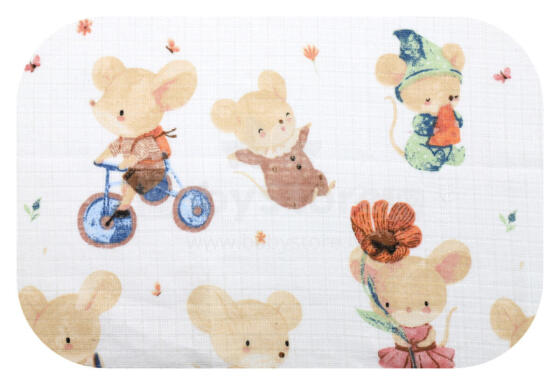 Mähkmed - 30480 - TETRA PRINT - EGA - HIIREKAS RATTAL - BEIGE - suurus 70x80 cm
