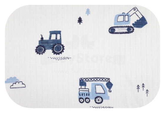 Mähkmed - 30572 -TETRA DRUK - EGA - TRAKTOR JA EKSKAVAATOR - SININE - suurus 70x80 cm