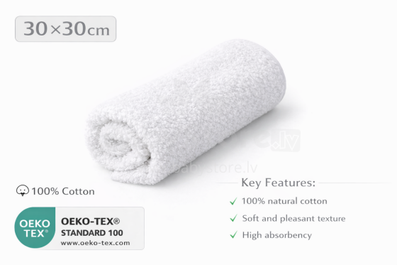 Bebe Basic Cotton Baby Towel  Art.285889 White  Puuvillane froteerätik 30x30 cm (100% puuvill)