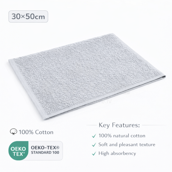 Bebe Basic Cotton Baby Towel  Art.285890 Grey  Puuvillane froteerätik 30x50 cm (100% puuvill)