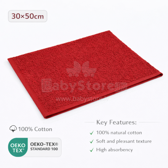 Bebe Basic Cotton Baby Towel  Art.285893 Red  Puuvillane froteerätik 30x50 cm (100% puuvill)