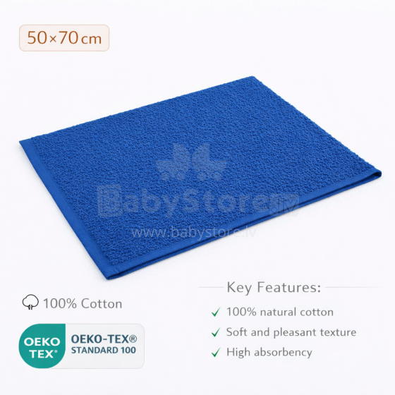 Bebe Basic Cotton Baby Towel  Art.285898 Blue Puuvillane froteerätik 50x70cm (100% puuvill)