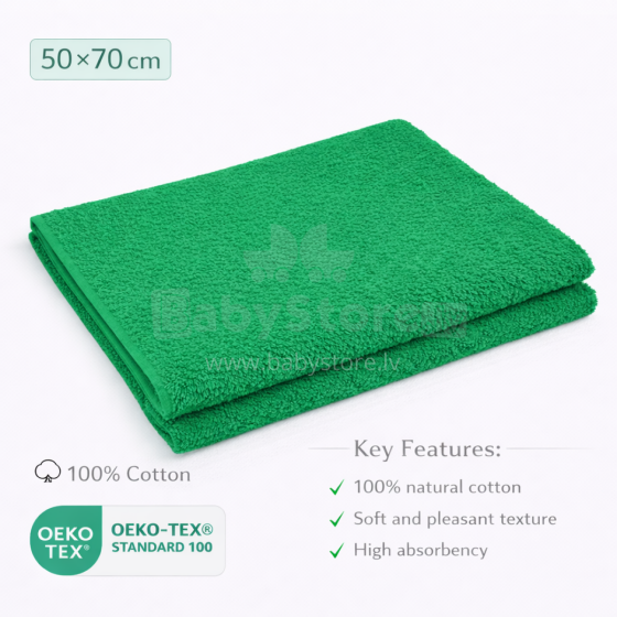 Bebe Basic Cotton Baby Towel  Art.285900 Green  Puuvillane froteerätik 50x70 cm (100% puuvill)
