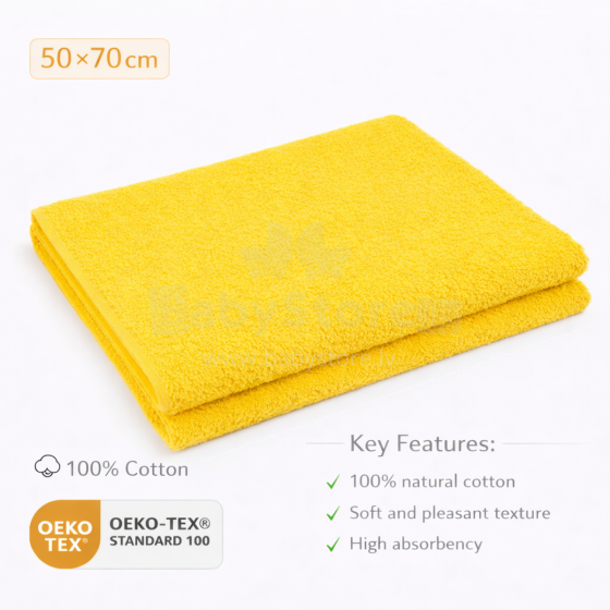 Bebe Basic Cotton Baby Towel  Art.285901 Yellow Puuvillane froteerätik 50x70 cm (100% puuvill)