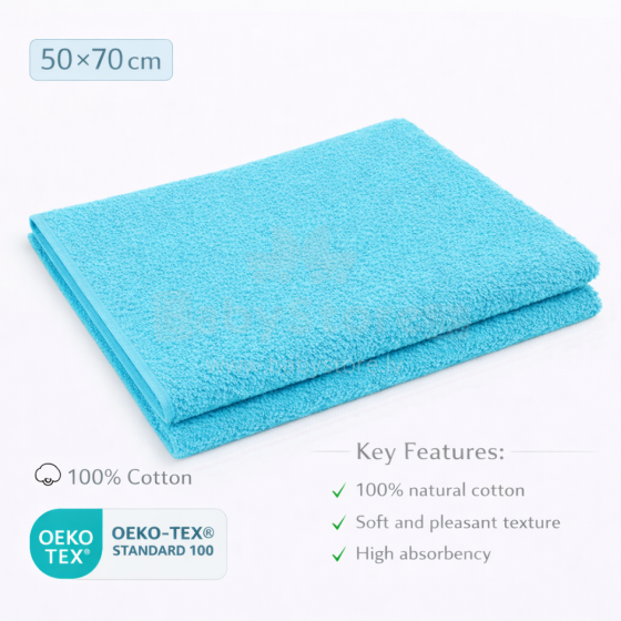 Bebe Basic Cotton Baby Towel  Art.285902 Light Blue Puuvillane froteerätik 50x70 cm (100% puuvill)