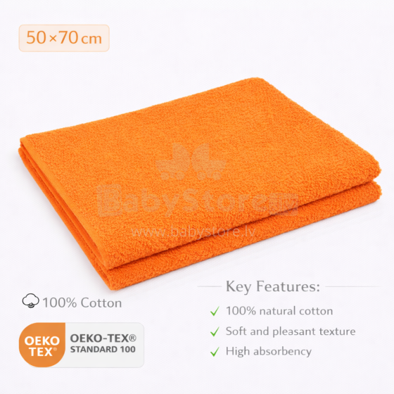 Bebe Basic Cotton Baby Towel  Art.285905 Orange  Puuvillane froteerätik 50x7030x50 cm (100% puuvill)