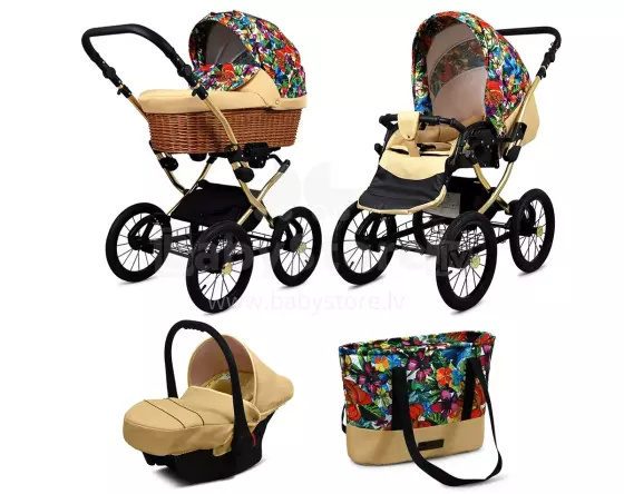 Babylux Classic Art.286132 Jungle Flowers Klassikaline 3-ühes lapsevanker