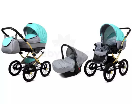 Babylux Margaret Gold Art.286157 Mint   Klassikaline 3-ühes lapsevanker