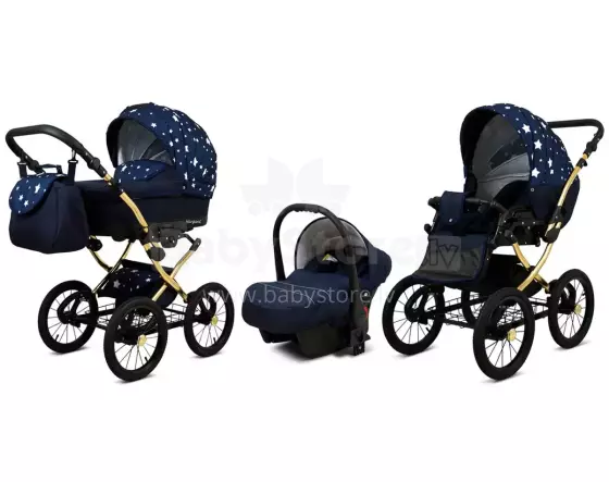 Babylux Margaret Gold Art.286158 Navy Blue Star Klassikaline 3-ühes lapsevanker