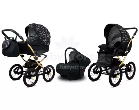 Babylux Margaret Gold Art.286161 White Dots Klassikaline 3-ühes lapsevanker