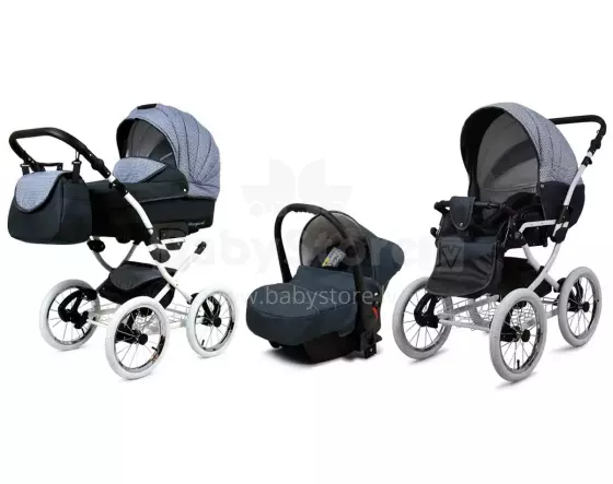 Babylux Margaret White Art.286167 Magic Grey Klassikaline 3-ühes lapsevanker