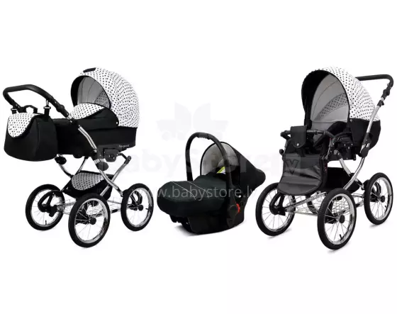 Babylux Margaret Exclusive Art.286174 Black Dots Klassikaline 3-ühes lapsevanker