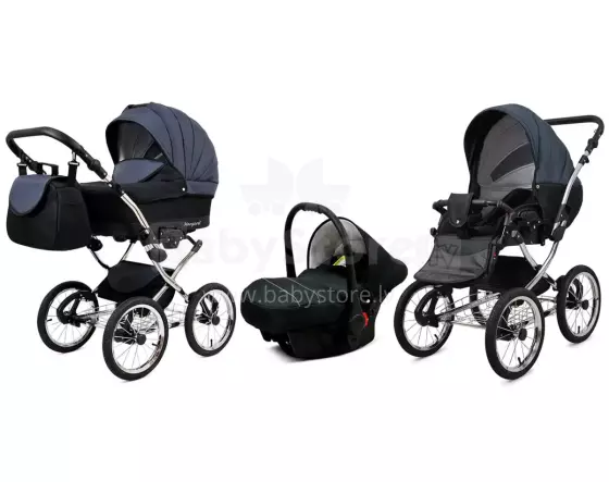Babylux Margaret Exclusive Art.286175 Black Grey Klassikaline 3-ühes lapsevanker