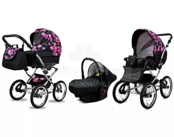 Babylux Margaret Exclusive Art.286176 Bouguests Peony Klassikaline 3-ühes lapsevanker