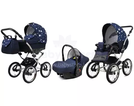 Babylux Margaret Exclusive Art.286182 Navy Blue Star  Klassikaline 3-ühes lapsevanker