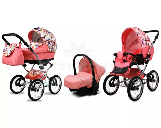 Babylux Margaret Exclusive Art.286184 Pansies and Roses  Klassikaline 3-ühes lapsevanker