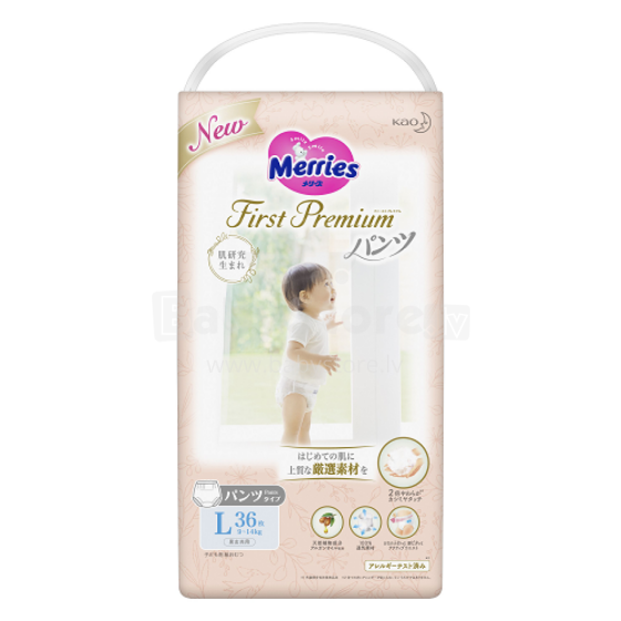 Merries First Premium Pants L Art.287247 Ökoloogilised mähkmed Jaapani mähkmed L suurus 9-14 kg, 36 tk.