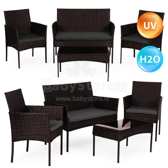 Tehnorattani aiakomplekt: pink, laud, toolid, pruun, MultiGarden