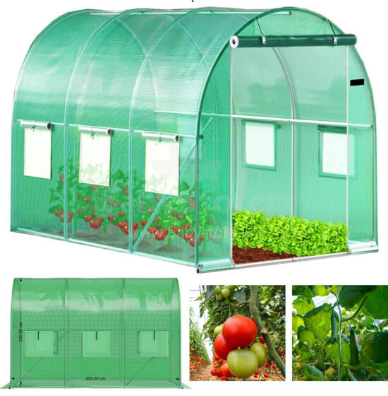 Kilekasvuhoone tunnel 4x2,5x2 m 10 m² metallraam UV-kile