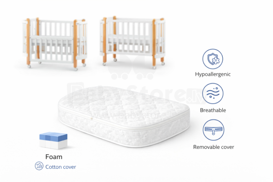La Bebe™ Nika Bed Art.288289 Children's foam mattress 60x95x7cm (Compatible with Ingvart)