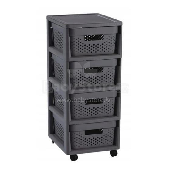Kummut ratastel 4 perforeeritud sahtliga 11L Infinity 30x36x69cm tumehall
