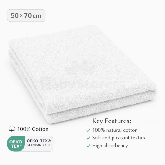 Bebe Basic Cotton Baby Towel  Art.288857 White  Puuvillane froteerätik 50x70 cm (100% puuvill)