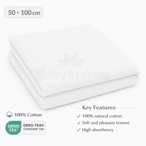 Bebe Basic Cotton Baby Towel  Art.288858 White  Puuvillane froteerätik 50x100 cm (100% puuvill)