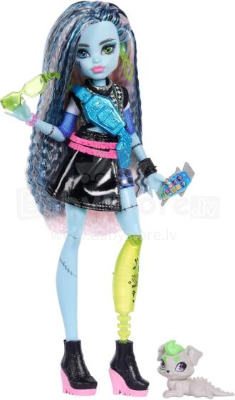 Monster High Frankie Stein nukk – lühike kampsun, nahkseelik ja Watzie